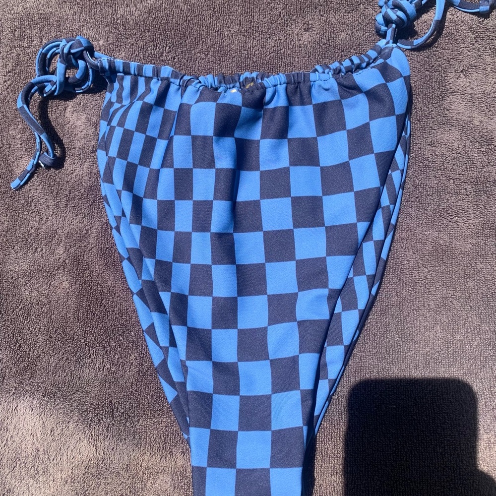 Skatie Blue and Black Checkered Bikini Bottom